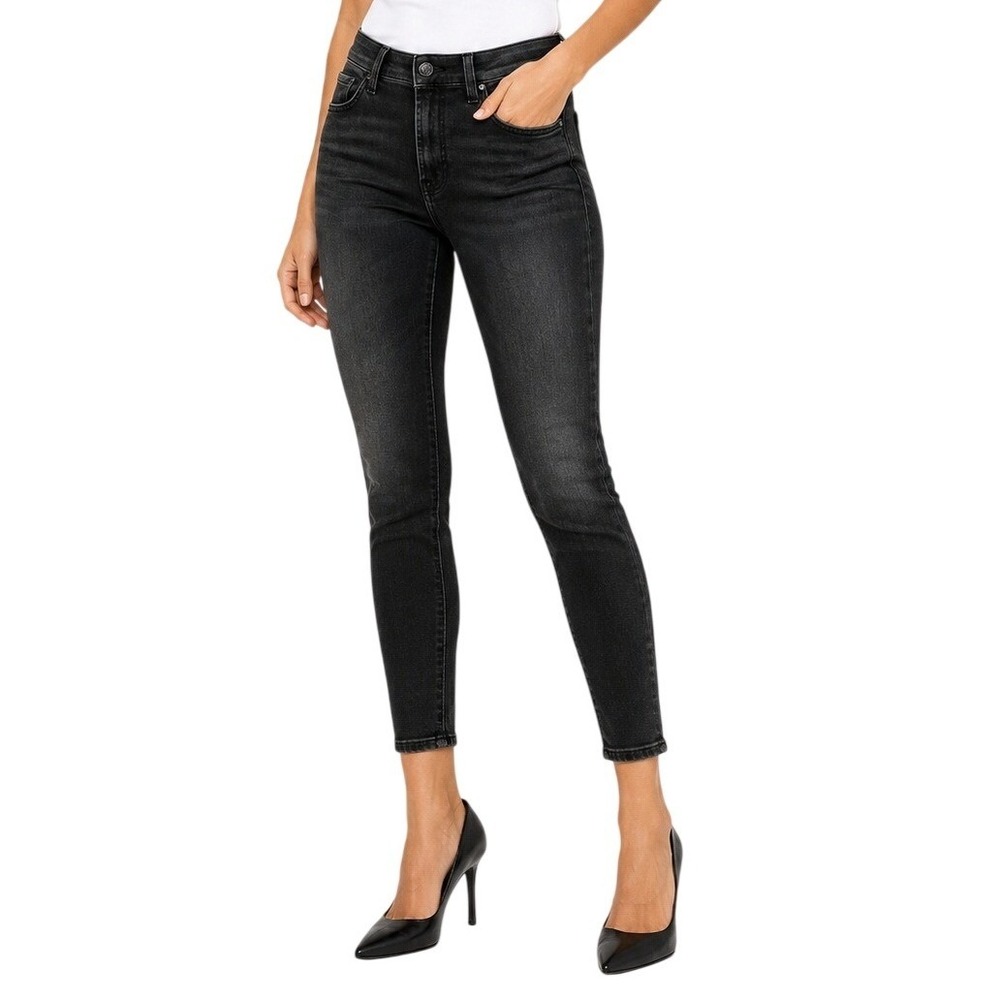 7 For All Mankind Faded Black Luxe Vintage HW Ankle Skinny Jeans Women's 29